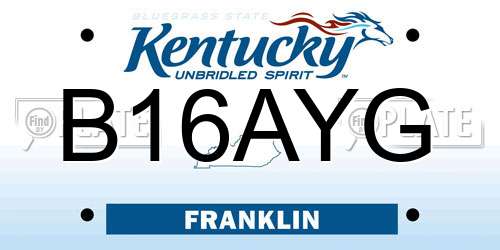 B16AYG Kentucky License Plate