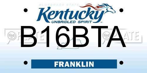 B16BTA Kentucky License Plate