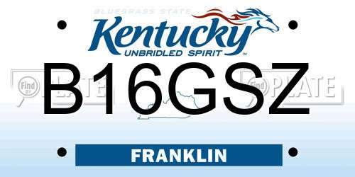 B16GSZ Kentucky License Plate