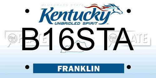 B16STA Kentucky License Plate