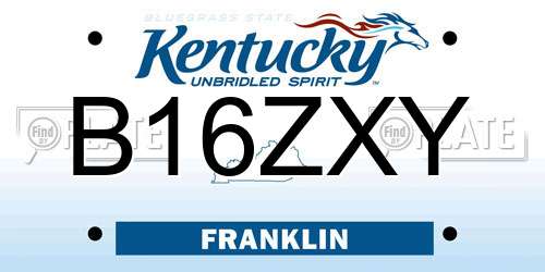 B16ZXY Kentucky License Plate