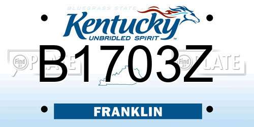 B1703Z Kentucky License Plate