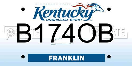 B174OB Kentucky License Plate