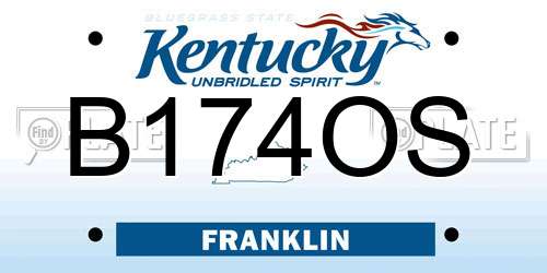 B174OS Kentucky License Plate