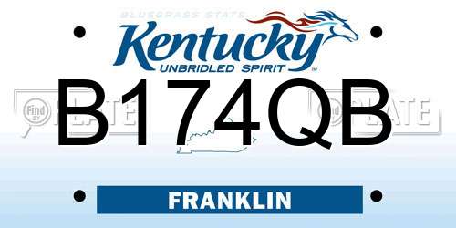 B174QB Kentucky License Plate