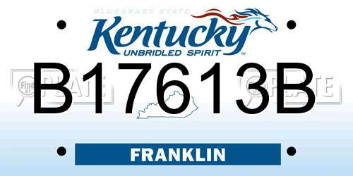 B17613B Kentucky License Plate