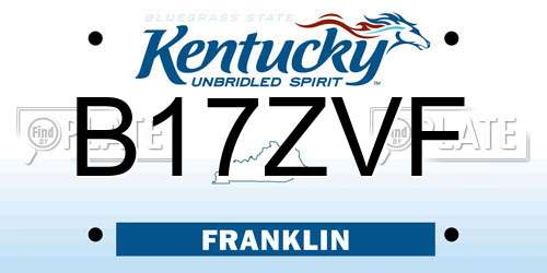 B17ZVF Kentucky License Plate