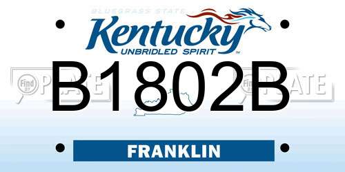 B1802B Kentucky License Plate