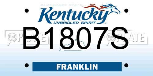 B1807S Kentucky License Plate