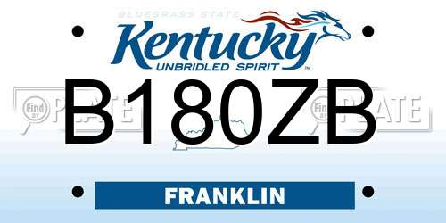 B180ZB Kentucky License Plate