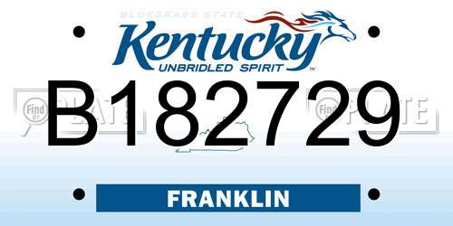 B182729 Kentucky License Plate