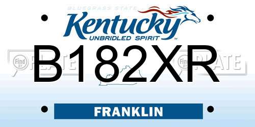 B182XR Kentucky License Plate