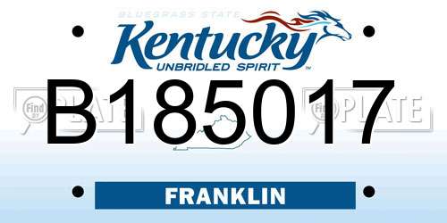 B185017 Kentucky License Plate