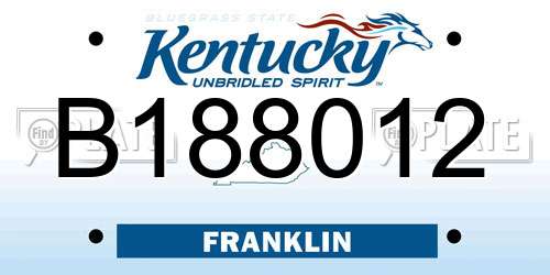 B188012 Kentucky License Plate