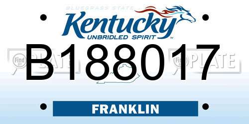 B188017 Kentucky License Plate