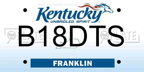 B18DTS Kentucky License Plate