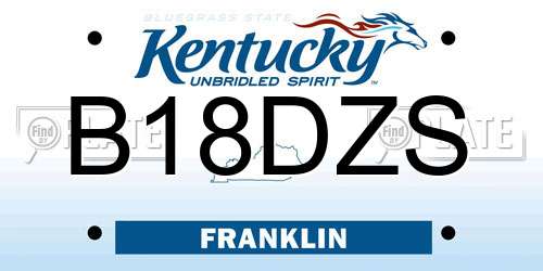 B18DZS Kentucky License Plate