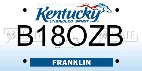 B18OZB Kentucky License Plate