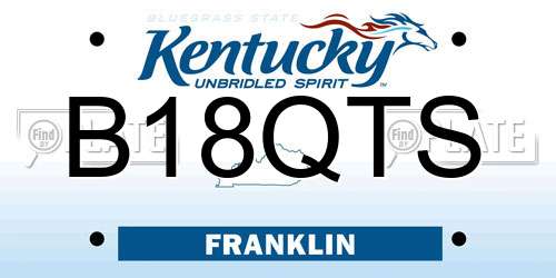 B18QTS Kentucky License Plate