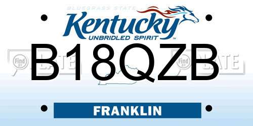 B18QZB Kentucky License Plate