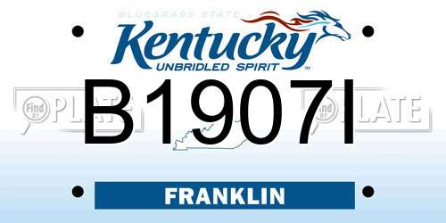B1907I Kentucky License Plate