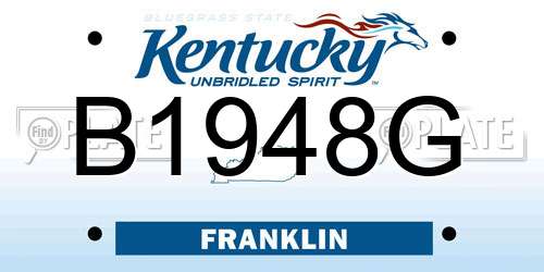 B1948G Kentucky License Plate