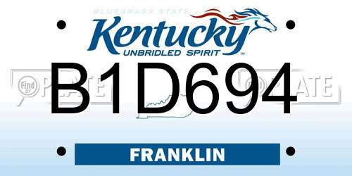 B1D694 Kentucky License Plate