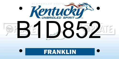 B1D852 Kentucky License Plate