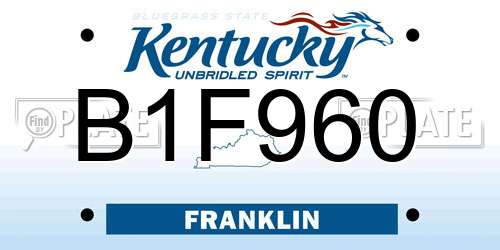 B1F960 Kentucky License Plate