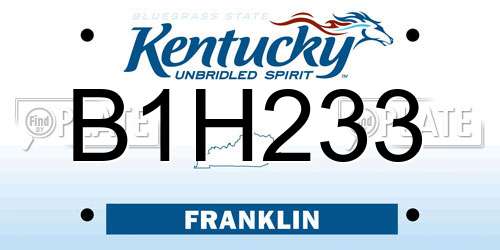 B1H233 Kentucky License Plate