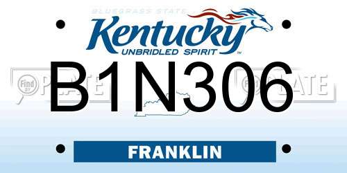 B1N306 Kentucky License Plate