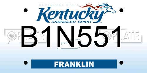 B1N551 Kentucky License Plate