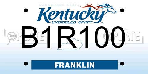 B1R100 Kentucky License Plate