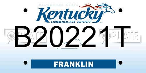 B20221T Kentucky License Plate