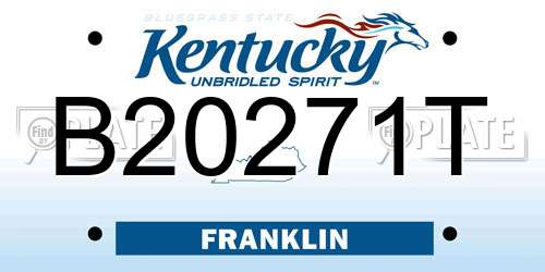 B20271T Kentucky License Plate