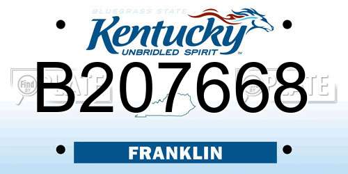 B207668 Kentucky License Plate