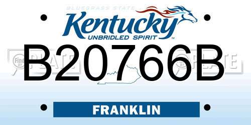 B20766B Kentucky License Plate