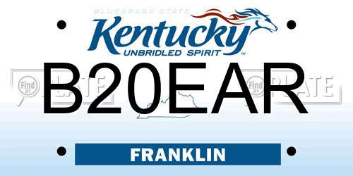 B20EAR Kentucky License Plate