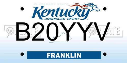 B20YYV Kentucky License Plate
