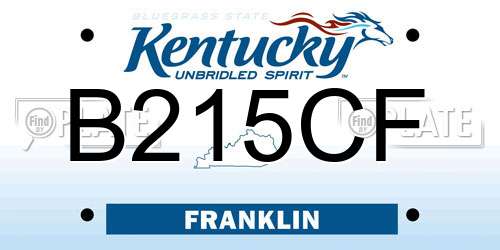 B215CF Kentucky License Plate