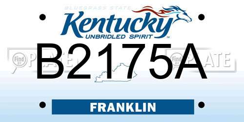 B2175A Kentucky License Plate