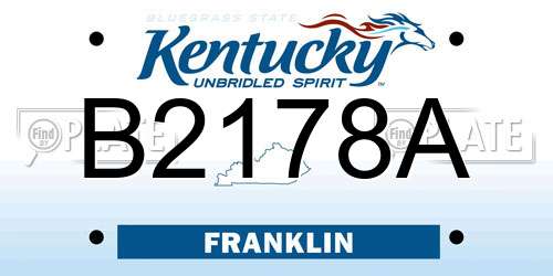 B2178A Kentucky License Plate