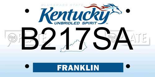 B217SA Kentucky License Plate