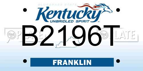 B2196T Kentucky License Plate