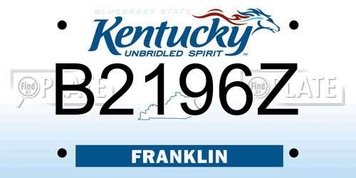 B2196Z Kentucky License Plate