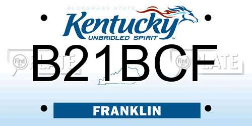 B21BCF Kentucky License Plate