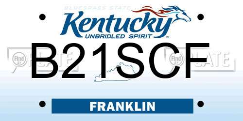 B21SCF Kentucky License Plate