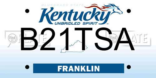 B21TSA Kentucky License Plate