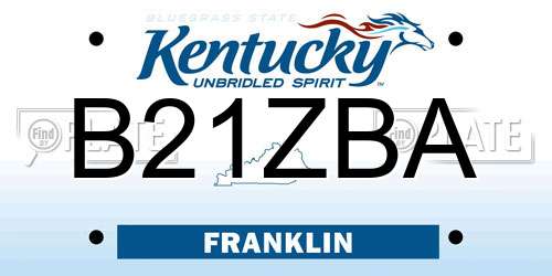 B21ZBA Kentucky License Plate