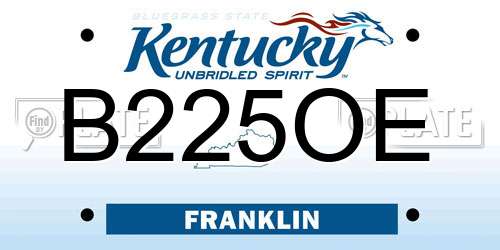 B225OE Kentucky License Plate